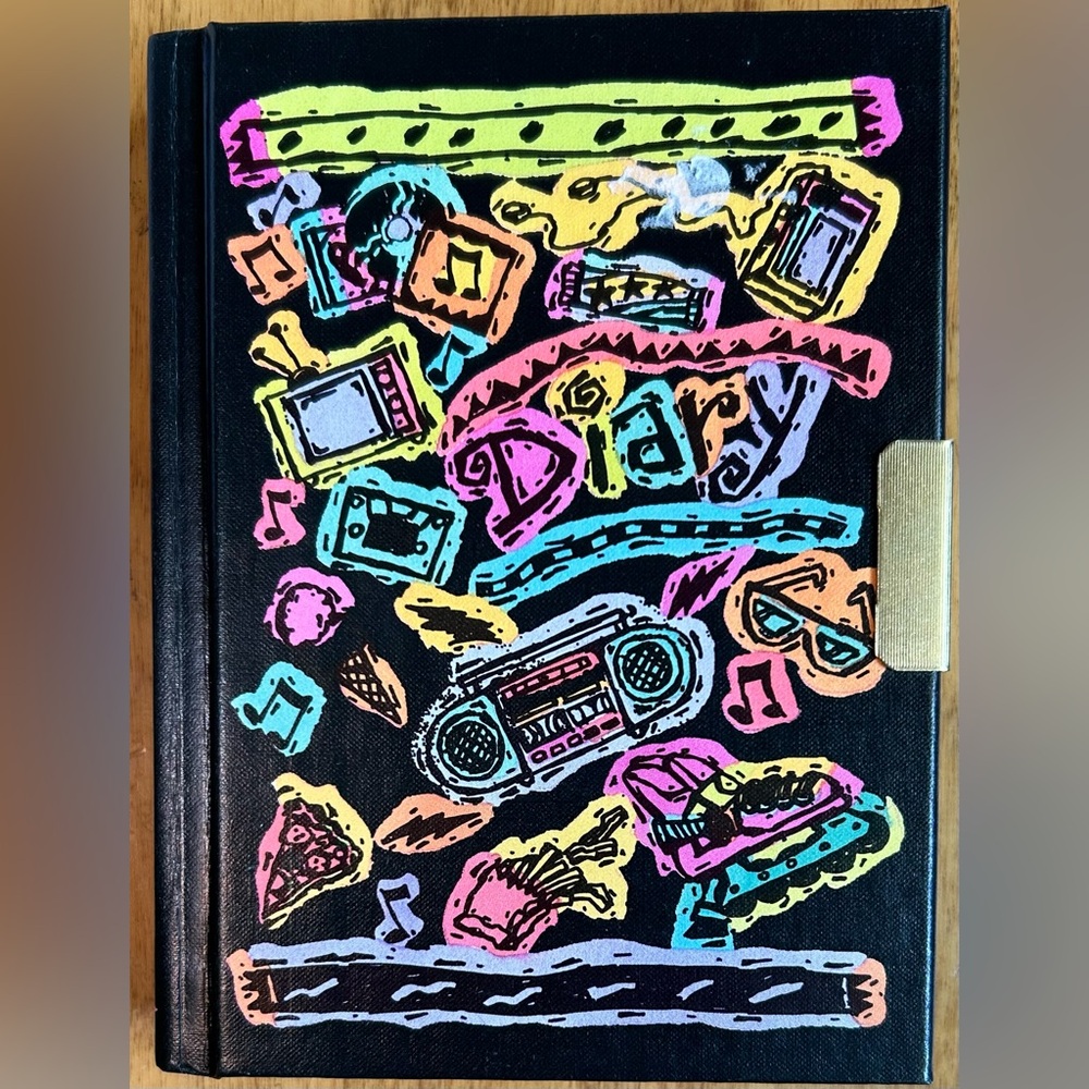 Vintage Diary / Journal With Lock on Side. ‘90s Neon Colours. Key Included.